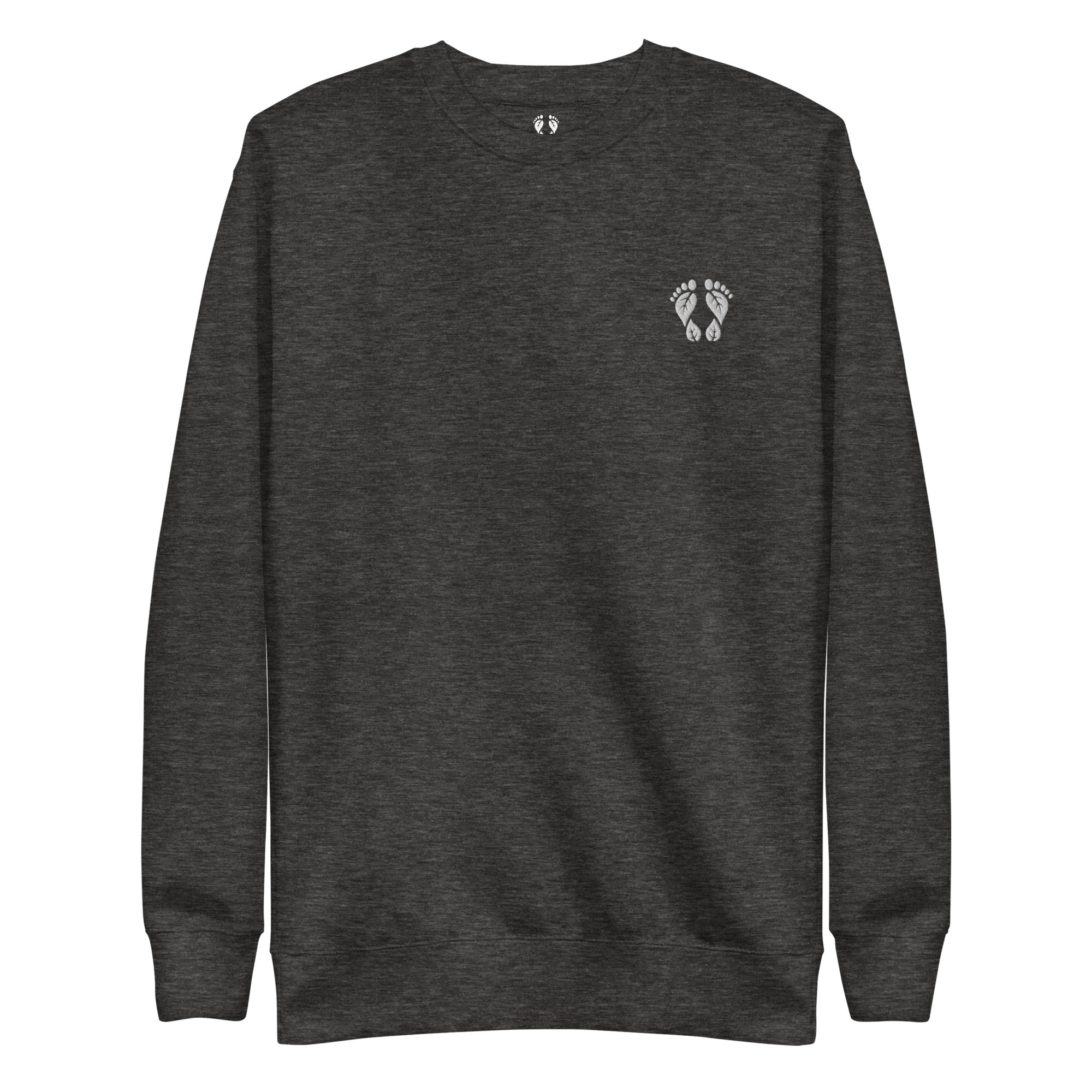 Nature Basics Cotton Embroidered Crewneck Sweatshirt in Carbon Grey Gray – Premium Nature-Inspired Apparel by Natura Nation