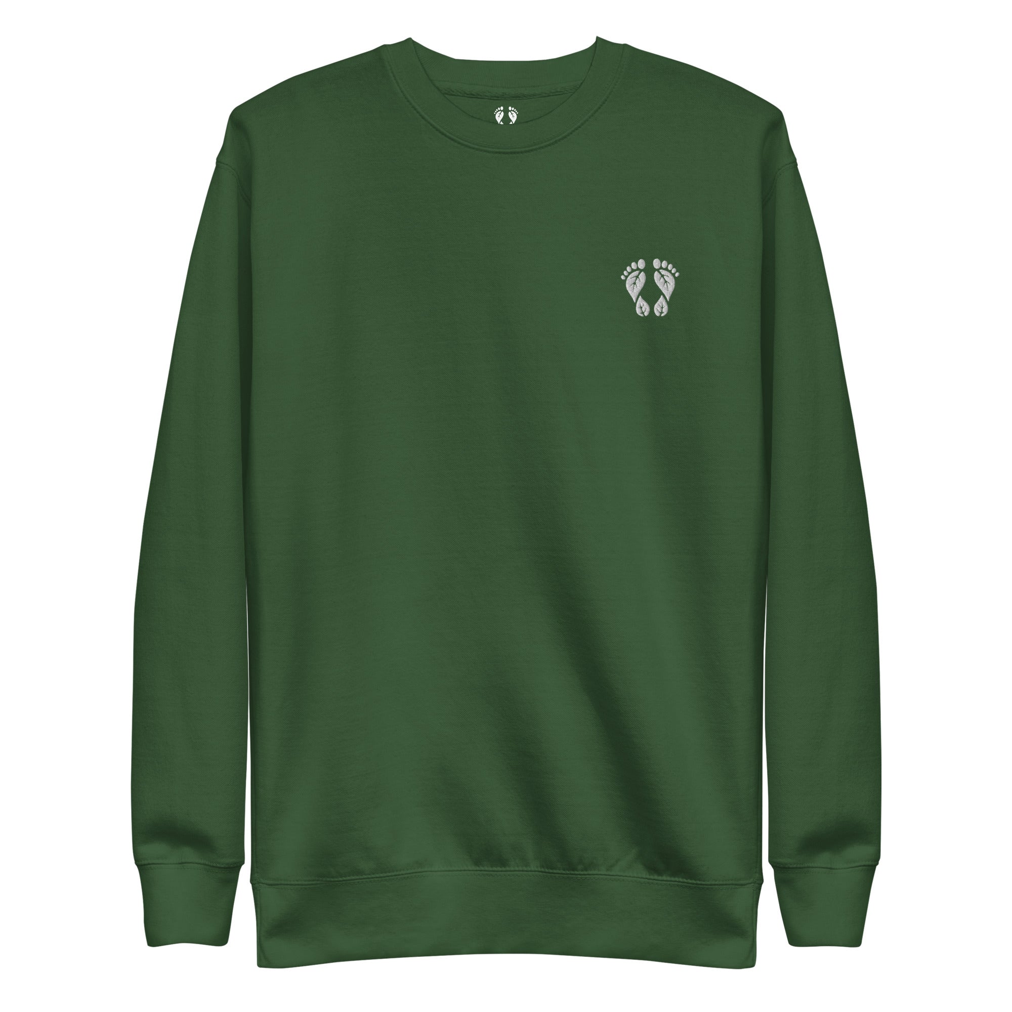 Nature Basics Cotton Embroidered Crewneck Sweatshirt in Forest Green – Premium Nature-Inspired Apparel by Natura Nation