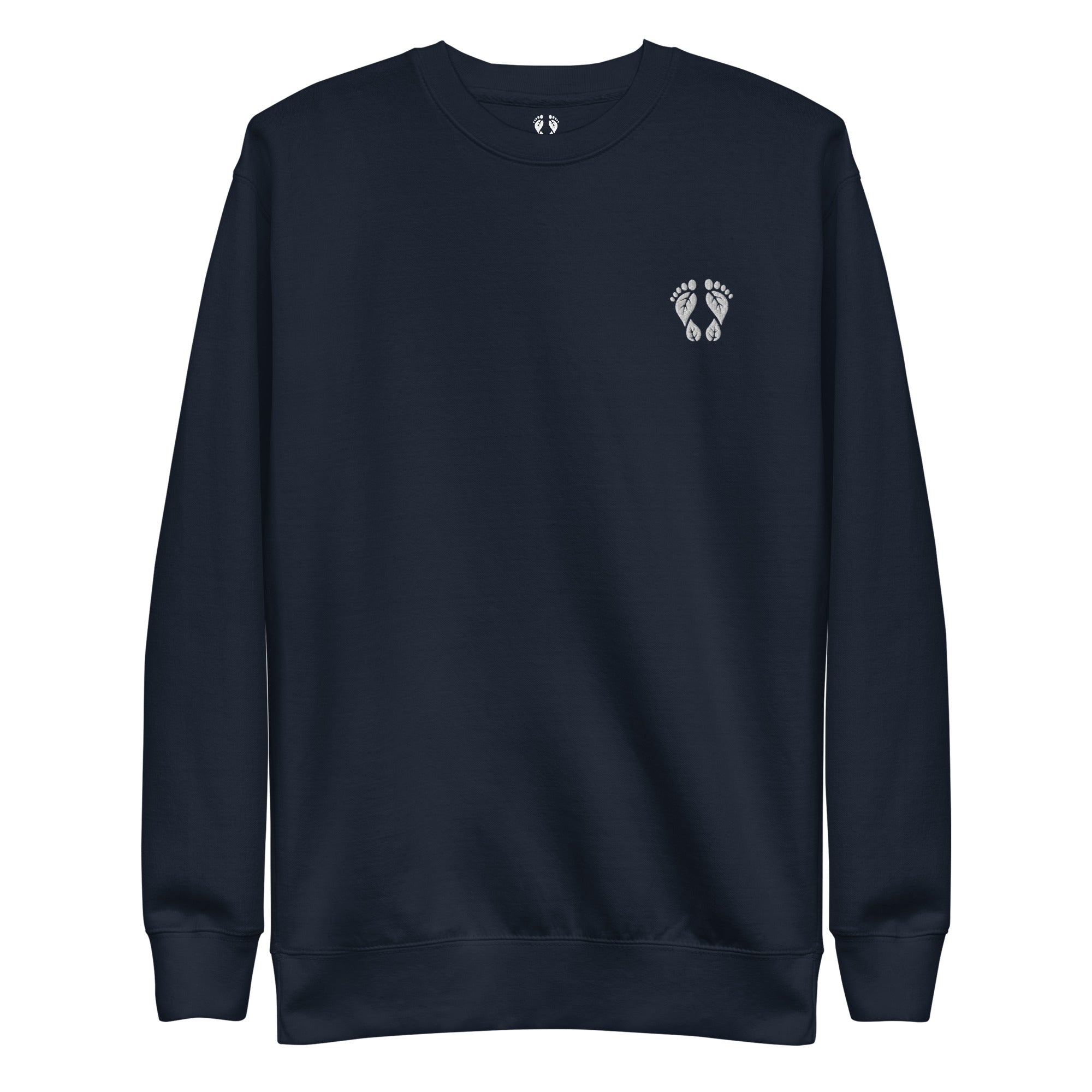 Nature Basics Cotton Embroidered Crewneck Sweatshirt in Blazer Navy – Premium Nature-Inspired Apparel by Natura Nation