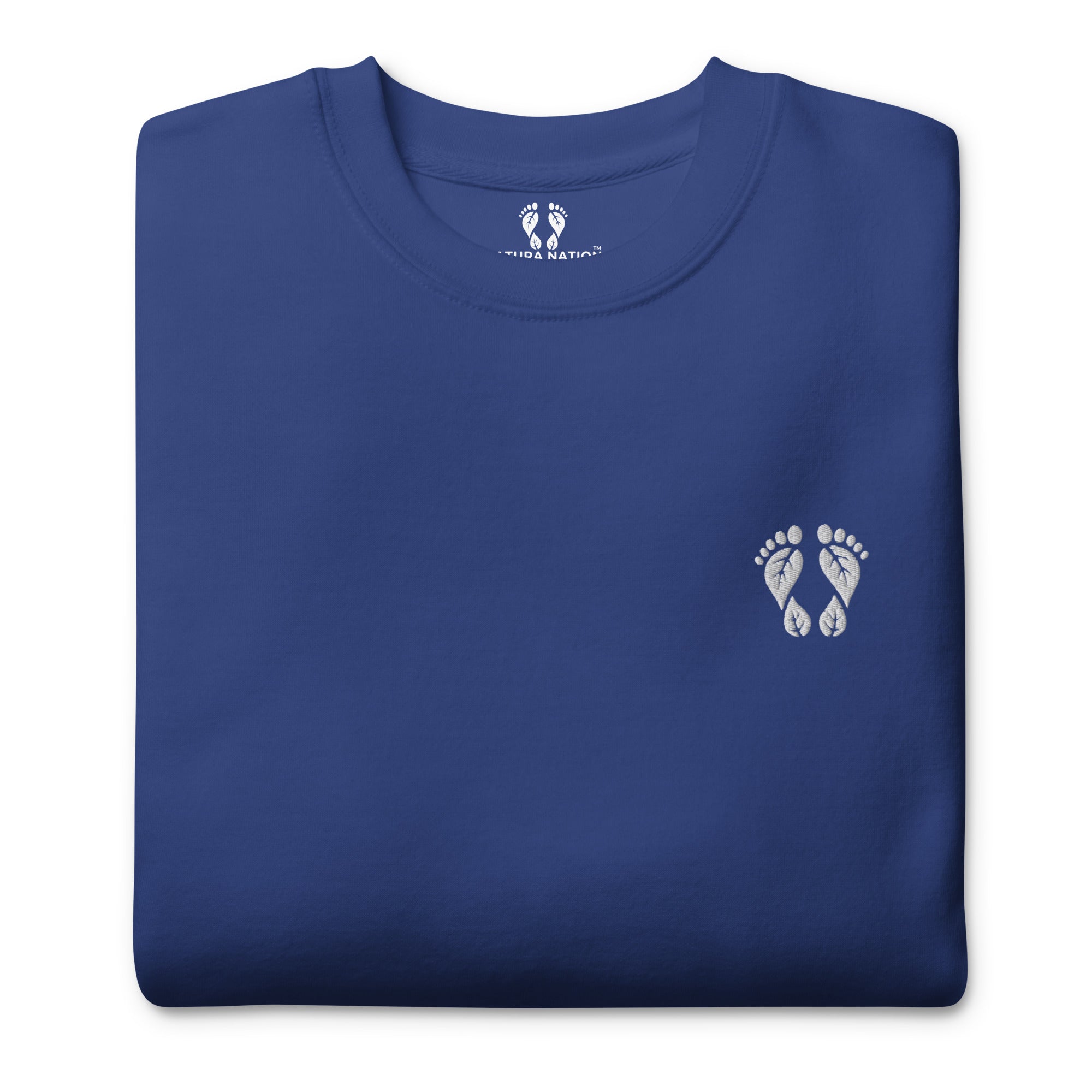 Nature Basics Cotton Embroidered Crewneck Sweatshirt in Royal Blue – Premium Nature-Inspired Apparel by Natura Nation